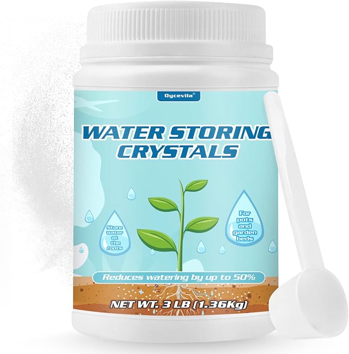 3LB Water Storing Crystals Powder for Plants with Spoon, Water Gel Solves Plant Over-Watering and Drought Problems, Keeps The Soil Moist, Water Storing Polymer Crystals for Plants Candle - by Oycevila