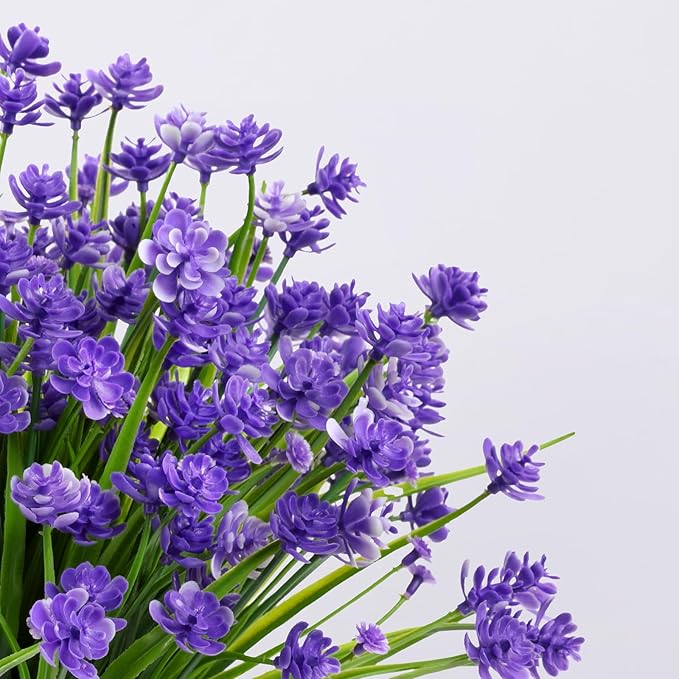 24 Bundles Artificial Flowers for Outdoor,No Fade Fake Plastic Flowers Faux Plants for Decoration Hanging Planters Indoor Outside Garden Porch Window Box Home Wedding Farmhouse