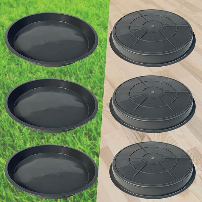 6 Pack Plant Saucer 4 6 8 10 12 14 16 18 20 22 Inch Plastic Plant Tray, Sturdy and Durable Flower Pot Container Accessories Plant Pot Saucers for Indoor and Outdoor (12 Inch, Gray)