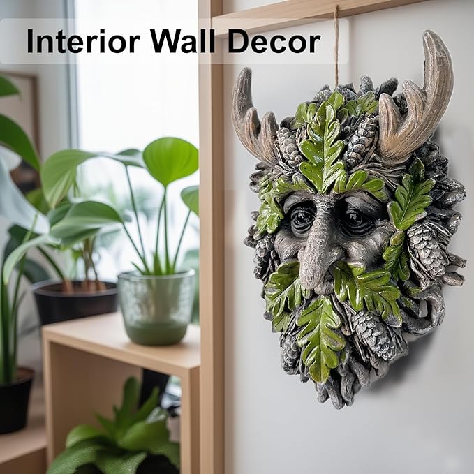 Tree Face Sculpture, Funny Horned Old Man Tree Hugger Statue, Indoor & Outdoor Creative Props for Garden and Home,8.27" x 5.12" x 2.4"