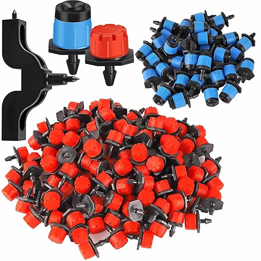 Drip irrigation emitters, 150+30Pcs/set drip irrigation parts for garden watering system, Adjustable nozzle drip irrigation spray nozzle, Used in vegetable gardens, gardens, orchards, etc,automatic