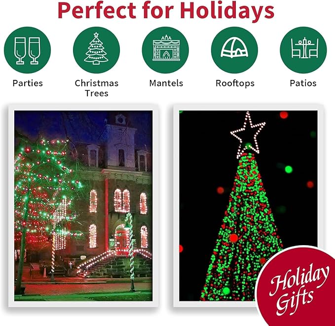 33ft Christmas Decorative Mini Lights, 100 LED Transparent Wire Fairy Starry String Lights Plug in, 16 Lighting Modes, for Indoor Outdoor Xmas Tree Wedding Party Decoration (Red+Green)