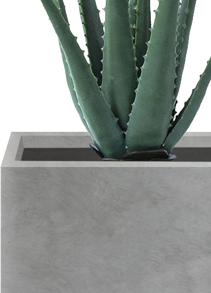 Kante 12 Inch Square Concrete Planter for Outdoor Indoor Home Patio Garden, Large Plant Pot with Drainage Hole and Rubber Plug, Natural Concrete