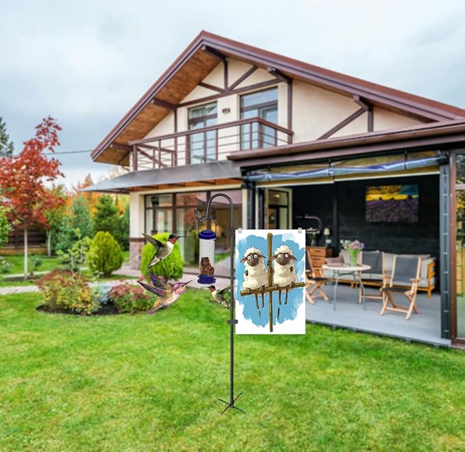 Garden Flagpole Stand with Shepherd'S Hook, for Garden Flag Stand 12x18 Flag | 1/2 Inch Thick 62 Inch High, Perfect for Garden Flag Holders for Outside (Solar Lights & Flags Not included)