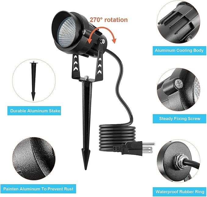 Black Lights Spot Lights,12W Outdoor Black Lights IP65 Waterproof Landscape SpotLights for Garden Parties Entertainment Houses(1 Pack