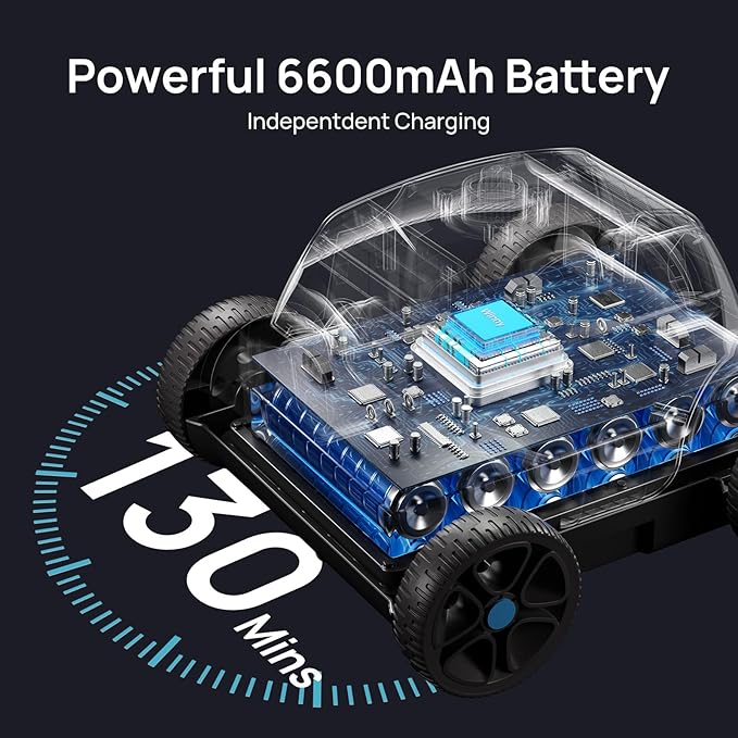 (2025 Upgrade) Cordless Robotic Pool Vacuum for Above Ground Pools, 130-Mins Runtime Pool Cleaner with Self-Parking & 1300 Sq. Ft Coverage, Powerful Suction & 6600mAh (ice Blue)