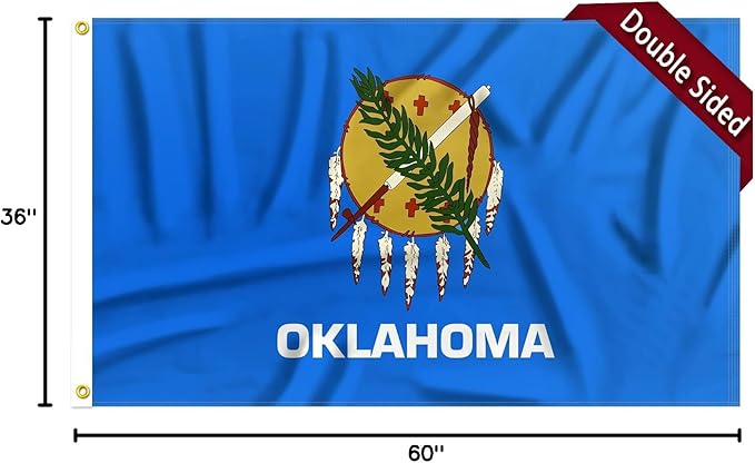 FLAGWIN Oklahoma Flag 3x5 FT - Double Sided Polyester Oklahoma State Flag Outdoor 3 Ply - Vivid Color and Fade Proof State of Oklahoma Flags with Brass Grommets