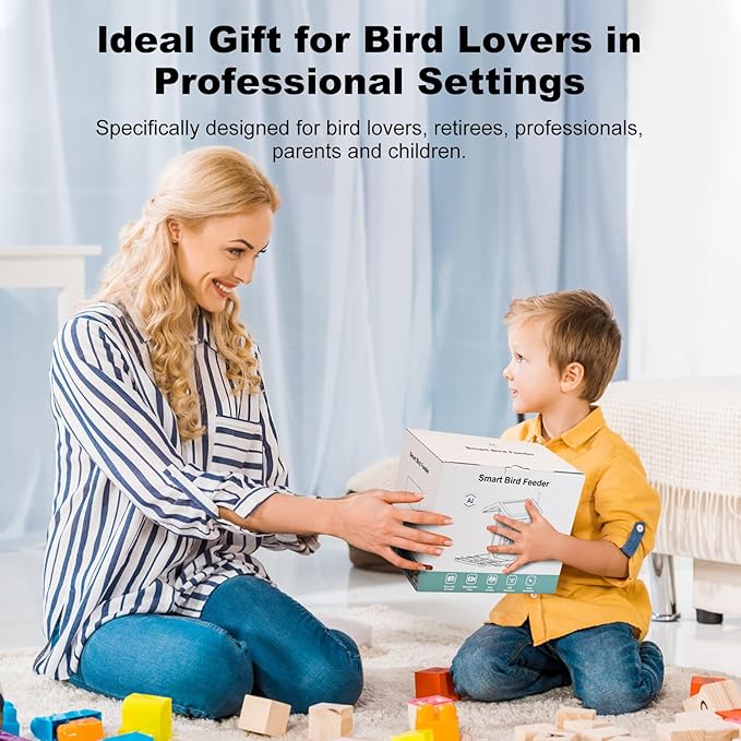 Smart Bird Feeder with Camera Solar Powered & Wireless Outdoor, HD Auto-Capture with Instant Alerts, Live Video Streaming via 2.4G WiFi, Weatherproof Auto-Recording Design, Gift for Bird Lovers