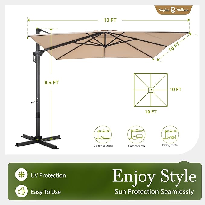 Sophia & William Cantilever Patio Umbrellas Offset Outdoor Umbrellas