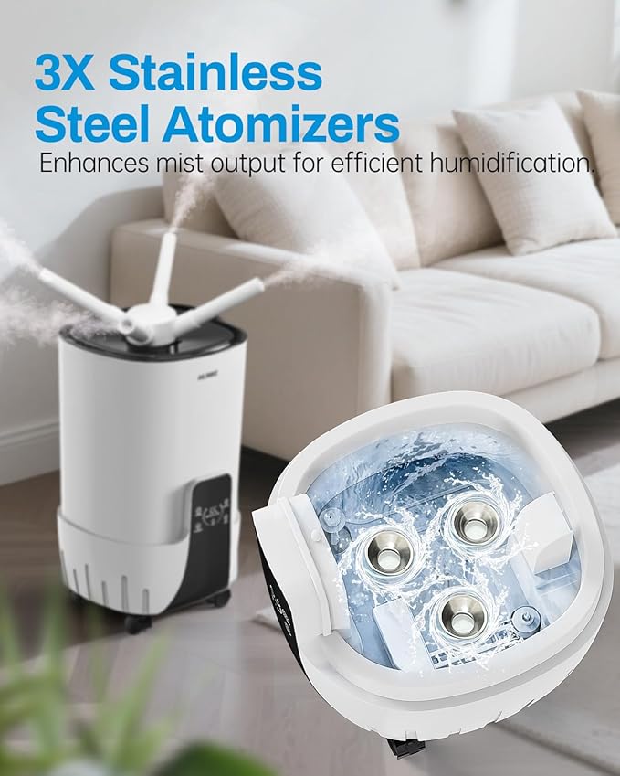 Humidifiers for Bedroom Large Room, 4.2Gal/16L Cool Mist Humidifier Large Room 2000 sq.ft,Top Fill, 3 Stainless Steel Atomizers,360°Nozzle Extension Tube, Commercial/Office/Plants/House, White