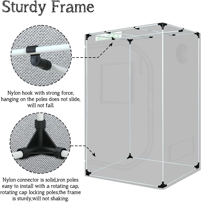 zazzy Grow Tent, 24"x36"x60" Hydroponic Grow Room Grow Tent Reflective Mylar Grow Tent with Window & Floor Tray for Indoor Plant Growing