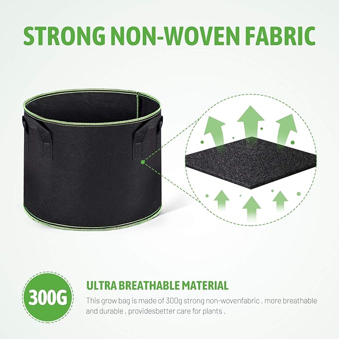 Delxo 20-Pack 7 Gallon Heavy Duty Aeration Thickened Nonwoven Fabric Pots Plant Grow Bags with Handles