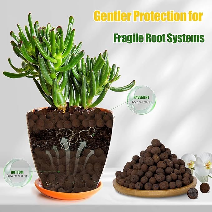 Clay Pebbles Leca Balls for Plants 4qt,6mm - 12mm Clay Balls for Hydroponic, Terrarium, Potted Plants, Lightweight & Drainage