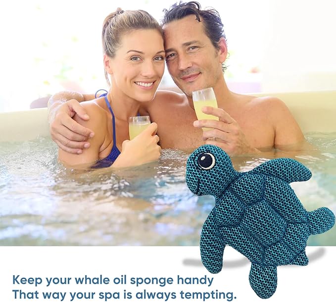 2 Pack Hot Tub Scum Absorber Turtle - Oil Absorbing Hot Tub Floating Sponge Cleaner Absorber Spa & Pool Cleaner, Keeps Water Clear, Reusable Pool Scum Absorber Hot Tub Spa Accessories