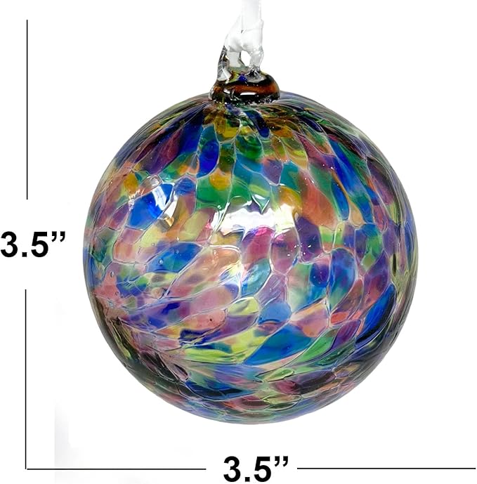 Small Friendship Glass Ball Globe - Multicolor 3.5 inch Hand Blown Handmade Hanging Garden Gazing Ball Indoor Outdoor Home Décor