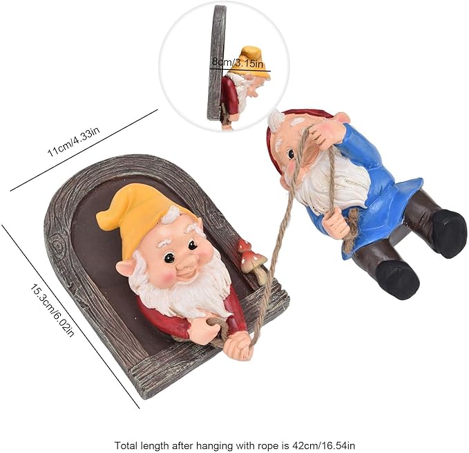 Funny Climbing Gnome Tree Hugger Decor, Garden Sculpture Decoration Elf Out The Door, Yard Ornament Resin Statue Outdoor Decor for Patio Lawn