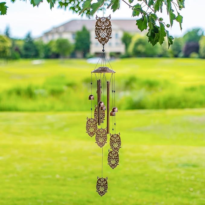 Owl Wind Chimes Outdoor Owl Gifts for Women/Men/Mom/Wife/Grandma Birthday Gifts Memorial Gift Metal WindChimes for Outside/Indoors, Lawn, Patio, Home, Porch, Yard Decor, Garden Decorations