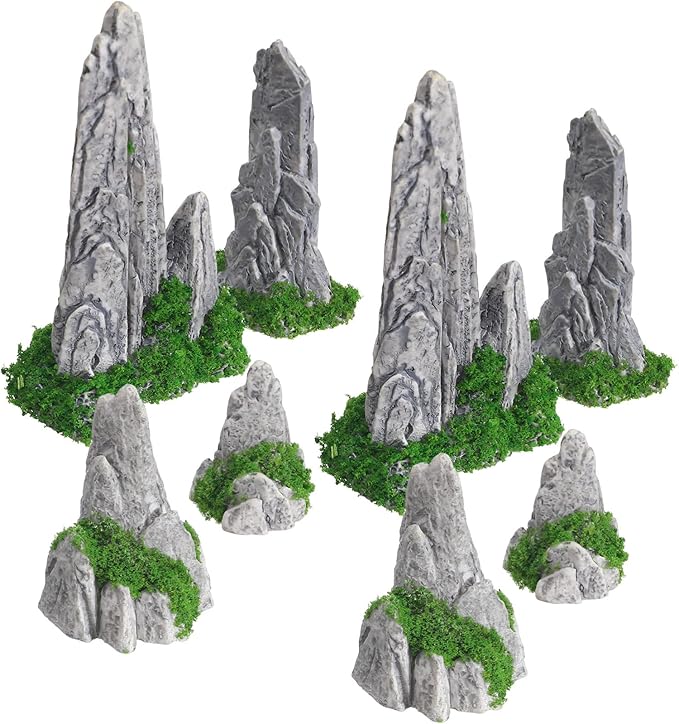8Pcs Mini Rockery Zen Garden Accessories Mini Terrarium Decor, Miniature Mountain Bonsai Figurines for DIY Plant Pot
