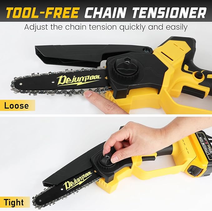 Cordless Mini Chainsaw Compatible with Dewalt 20V MAX Battery (NO Battery), 6 Inch & 8 Inch Small Electric Chainsaw Brushless, 2 x 6'' Chains + 2 x 8'' Chains, Auto Oiler, Handheld Pruning Chain Saw