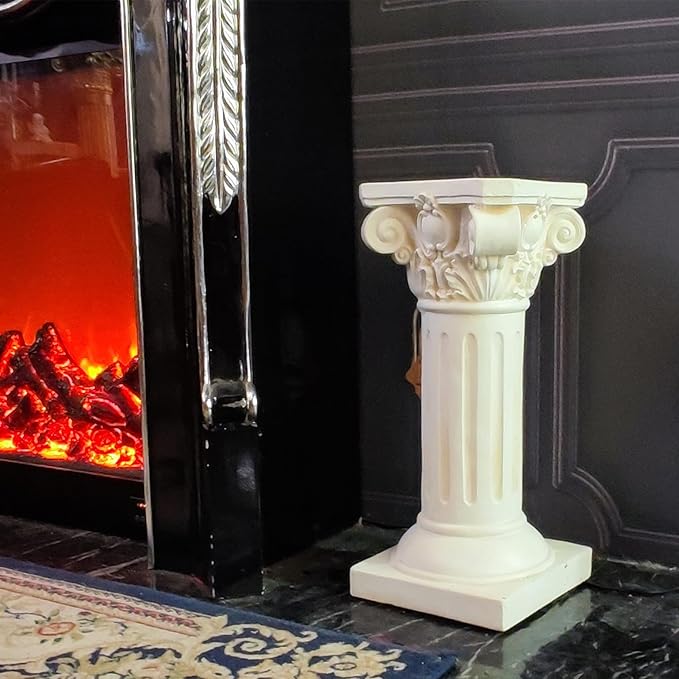 Classical Greek Ionic Order Column with Retro Old Style for Indoor Outdoor Garden Decor or Display Pedestal Pillar Stand for Plants and Sculptures,White