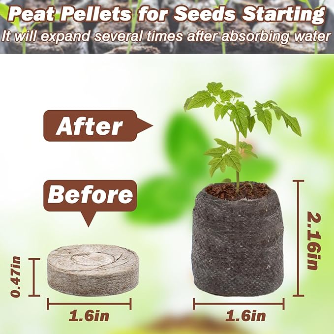 ZeeDix 100Pcs 40mm Peat Pellets for Seedlings, Seed Starter Pods Seed Starting Plugs Soil, Compressed Nutrient Block Potting Soil Discs Pellet for Planting Herbs Flowers Vegetables