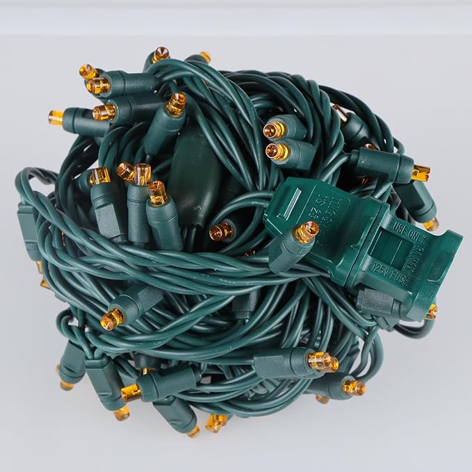 100 LED 5MM Orange Christmas Lights, 33FT Indoor/Outdoor String Light, Mini Lights for Garden, Patio, Christmas Trees - Green Wire, Commercial Grade, UL Listed