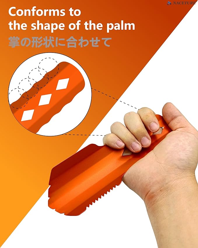 NACETURE Ultralight Backpacking Trowel Aluminum Shovel Small Potty Multitool with Longer Handle Design Essential for Hiking, Camping and Survival Bags (Orange)