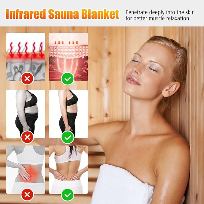 COSTWAY Infrared Sauna Blanket with Sleeves, Portable Full-Body Sauna Bed with Carry Bag, 30-90Min Timer, 90-180°F Temp Range for Relaxation & Detoxification, Muscle Tension Relief