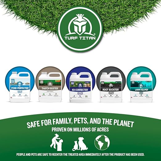 Turf Titan Drought Defender - Shields Heat and Nutrient Rich Plant Food - Ideal Summer Soil Liquid Fertilizer Promoting Healthy Green, Water-Conserving Turf Grass - Covers up to 8,000 Sq Ft