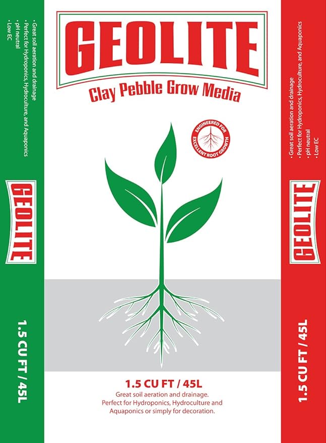GEOLITE GMGC45L Clay Pebble Grow Media, Gray, 1.5 Cu. Ft. & PVP Industries PVP105408 120 Quarts – 4 Cubic Foot of Organic Perlite Planting Soil Additive Gi, White