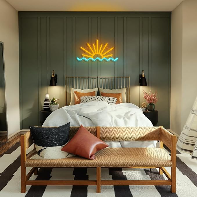 Sunrise Sunset Neon Sign Sun Wave Neon Signs for Bedroom, Beach Bar, Party, Man Cave, Living Room Wall Decor USB Powered Led Neon Light Sign with Dimmer Switch