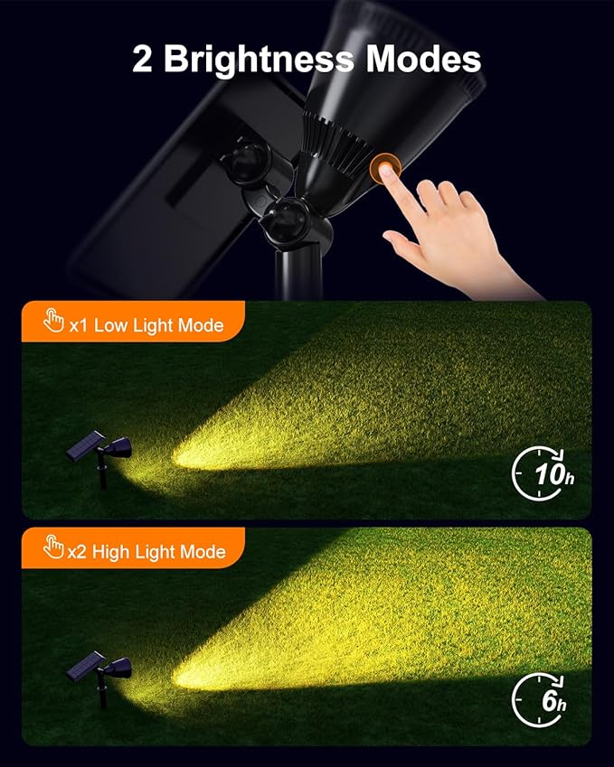 4 Pack Solar Powered Sunset Landscape Spotlights Outdoor Waterproof for Tree, House, Statue, Sign Spot Lights for Outside Yard, Garden, Lawn, Path, Walkway with Independent Uplight & Panel, Warm White