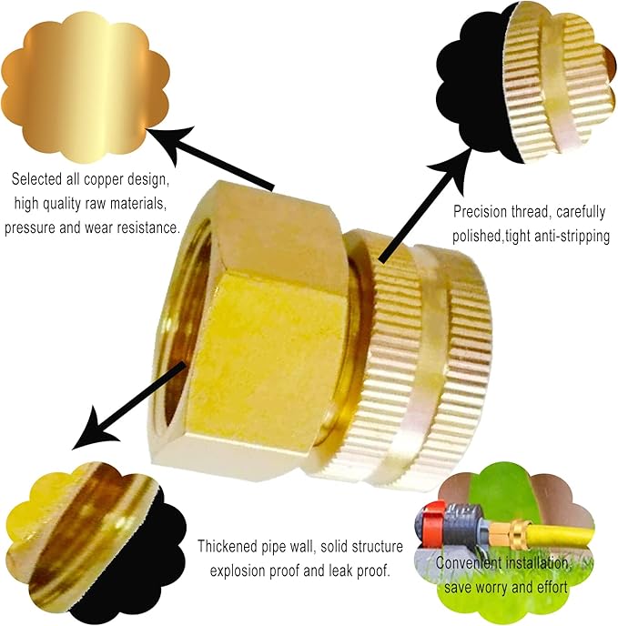 YOUHO Garden Hose Adapter 3/4 NTP Female x 3/4" GHT(F) Drip Irrigation Tubing to Faucet - Reusable Connector Fittings for Most Rain Bird, Orbit, Dig, Toro, Garden Extension Repair Fitting