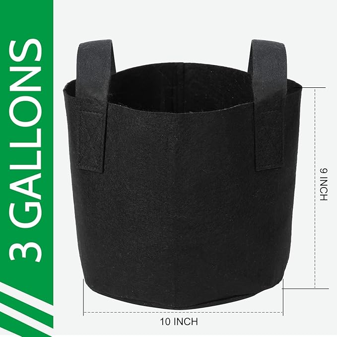 JERIA 24-Pack 3 Gallon Nonwoven Grow Bags, Plant Grow Bags,Heavy Duty Aeration Fabric Pots with Durable Handles, Come with 24 Pcs Plant Labels