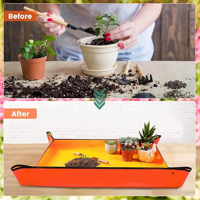 3PCS 39.5" x 31.5" Large Repotting Mat for Indoor Plant Care Control Dirt Portable Potting Tray Gardening Gifts for Women Men