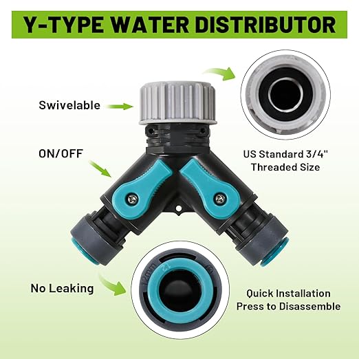 Garden Drip Irrigation Kit, 100ft Black Hose, 360° Adjustable Universal Nozzle, Patio Mist Plant Watering Sprinkler, Comes with Faucet Separator, Sprinkler Hose Adapter (Closeable nozzle-28)