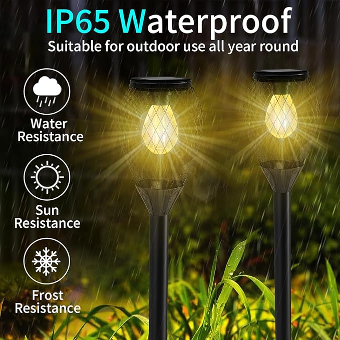 2 Pack Solar Lights Outdoor Waterproof, Solar Garden Lights Outdoor, Auto On/Off LED Lights Landscape Decorative for Garden,Lawn,Yard, Walkway, Driveway, Patio.