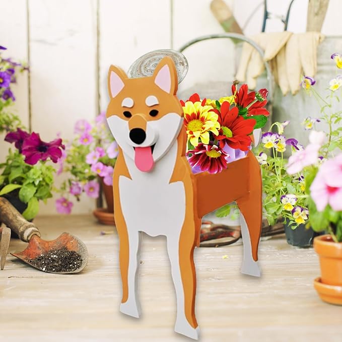 Shiba Inu Dog Planter Plant Pots,Cute Garden Dog Flower Planter,Dog Planters Birthday Gifts for Women,Office,Indoor/Outdoor Decor(9.45 * 5.71 * 12.13in)