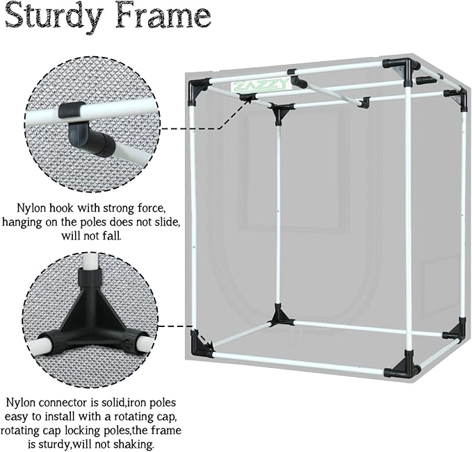 zazzy Grow Tent 18"x30"x36" Hydroponic Heavy Duty Dark Room Reflective Mylar Grow Tents with Window & Floor Tray for Indoor Plant Growing