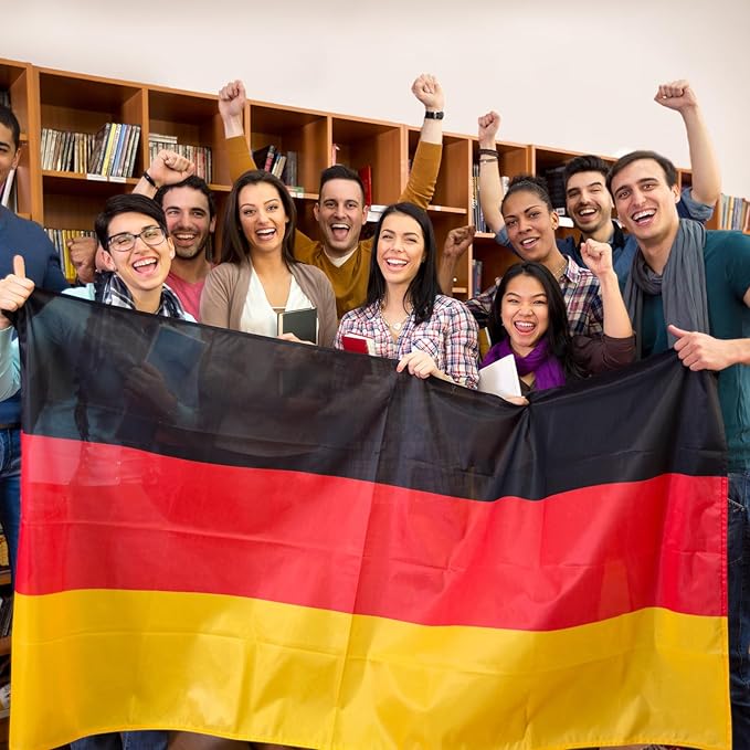 Germany German Flag 3x5 ft Outdoor, Double Sided 3 Ply Heavy Duty National Flag for DE, 100% Quality Polyester German Banner with Brass Grommets 4 Rows Stitches