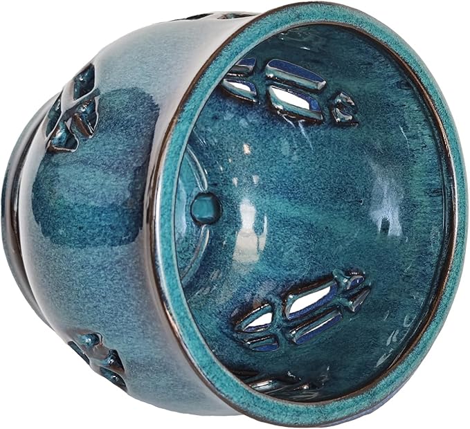 W&W Orchid Pot with Holes and Saucer for Repotting, Teal, 6.5 Inches