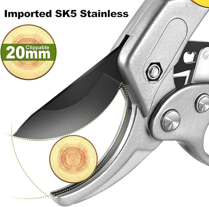 Pruners, German Pruning shears, Work 3 Times Easier, Sharp, High Strength gardening tools, for hedge, bonsai, floral, small stem, orchard and vegetable, upgraded, garden scissors, black