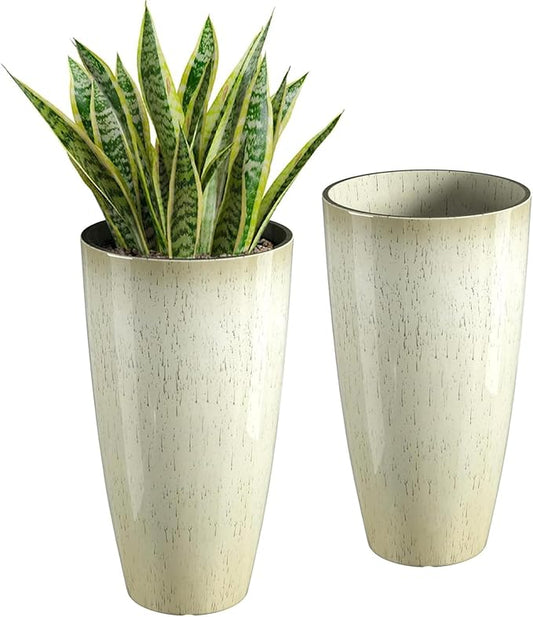 QCQHDU 21 inch Tall Planters for Indoor & Outdoor Plants, 2 Pack Sturdy Plant-Flower-Tree Pots for Front Porch Patio Deck Living Room Decor