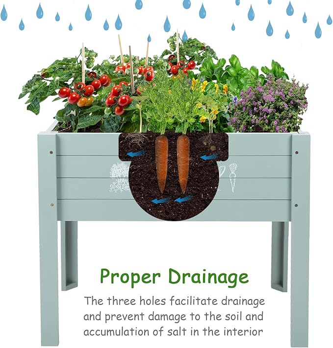 WONDER GARDEN Raised Garden Bed-Planters for Outdoor Plants - Wood Planter Boxes Outdoor for Kids with Legs and DIY Chalkboard for Vegetables Flower Herb