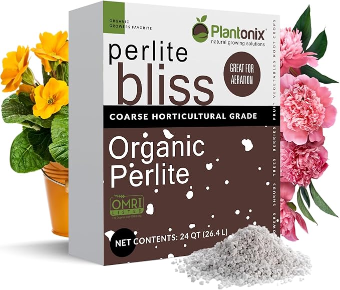 Perlite Bliss (24 Qts) - Organic Perlite for Plants - Coarse Perlite Bulk Soil Amendment - Chunky Perlite for Plants, Potting Soil, Garden Soil, & Coco Coir - Horticultural Perlite for Gardening