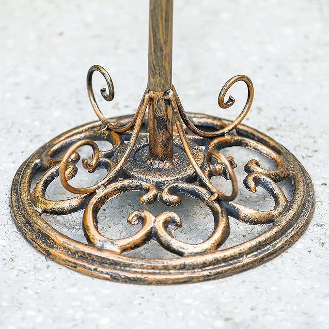 Diam 11.4" W*27.6" H Cast Iron Pedestal Bird Bath, Bird Baths for Outdoors, Seed Tray Garden Yard Decoration