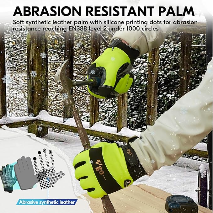 Vgo... 0°C/32°F Winter Men's Lightweighted Lined Work Gloves for Light Duty Works(SL7895FW)