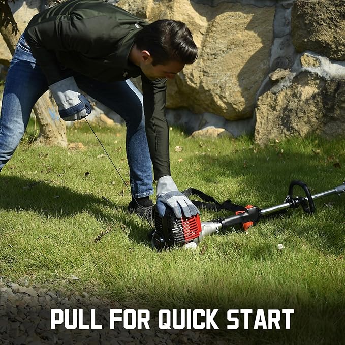 PowerSmart Gas Weed Wacker 2-Cycle 25cc Gas String Trimmer/Edger 16" and 10" Brush Cutter & Shoulder Strap Included