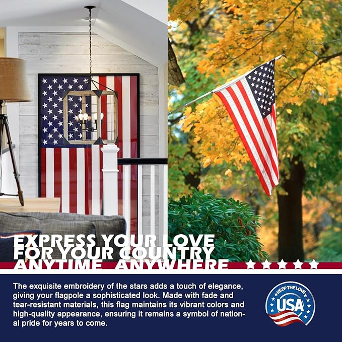 Large American Flag 10x15 FT for Outdoor or Indoor - All-Weather Heavy Duty Durable USA Flag - Fade Resistant Outside Banner Flag (10X15 FT)