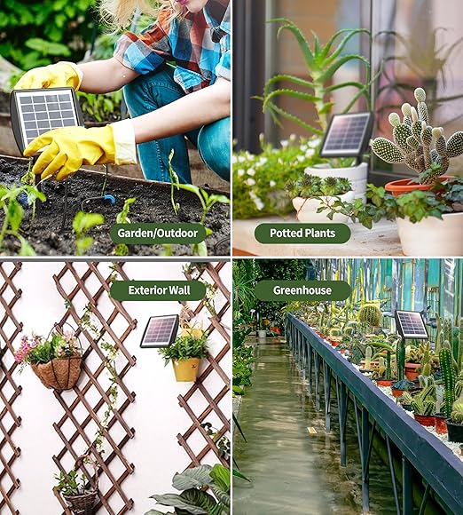 Solar Auto Drip Irrigation Kit System, Solar Powered Plants Watering System, Self Watering Devices Supported 15Pots with 6Timing Modes, Irrigation System for Indoor and Outdoor,Balcony Patio & Garden